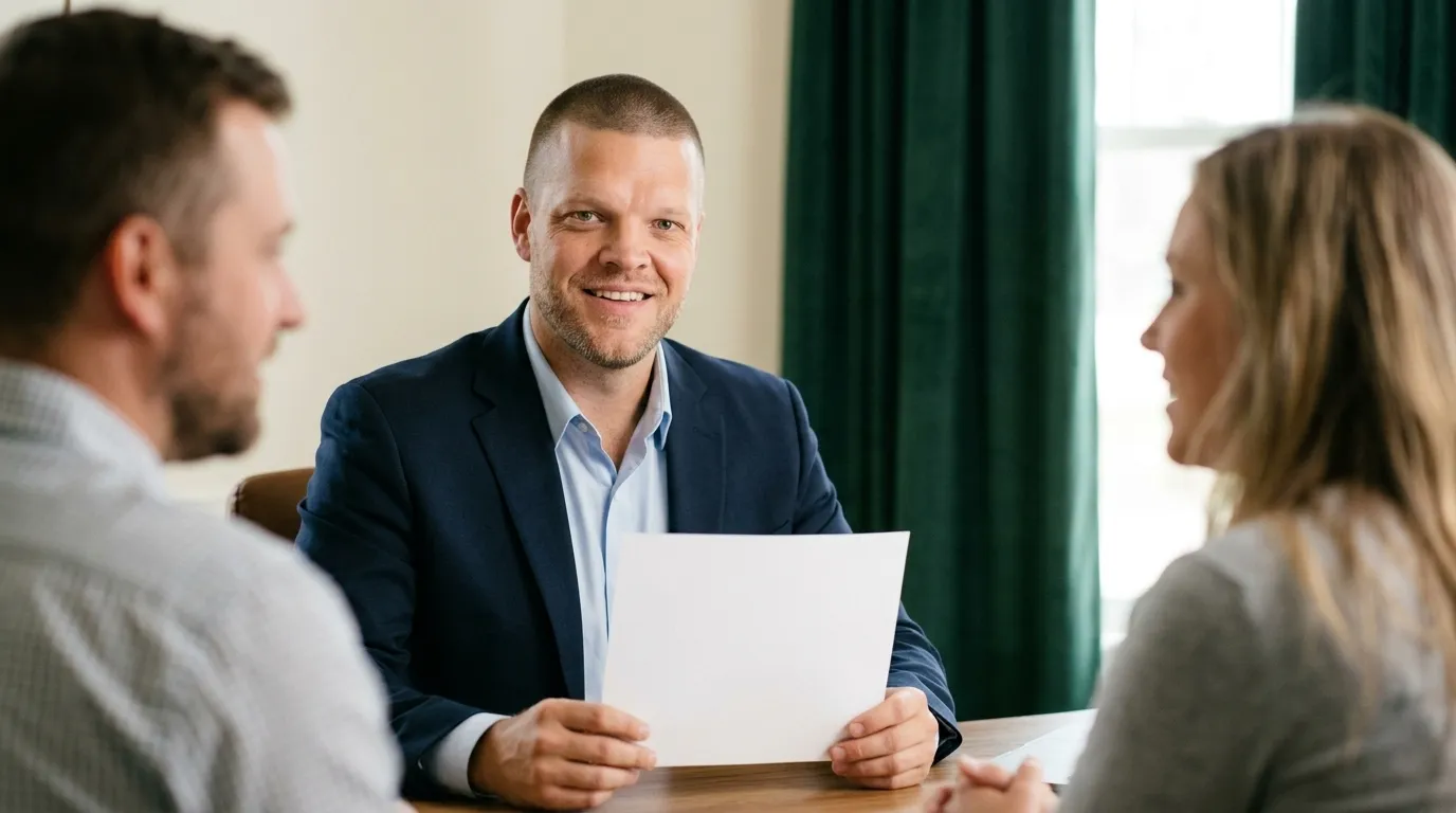 Mike Moore, a life insurance advisor, reviewing a mortgage protection worksheet with a Rapid City homeowner
